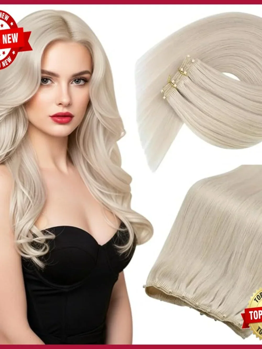 20-Inch Human Hair Extensions, Remy Hair, Glue-Free Microbeads, Heat Resistant